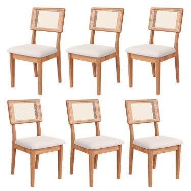 Imagem de Kit 6 Cadeiras Estofadas Encosto de Tela em 100% mdf Freijó Cesare Claro Dalla Costa