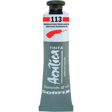 Imagem de Tinta Acrílica 37ml 113 Vermelho Oxido Transparente Corfix, 113 - VERM