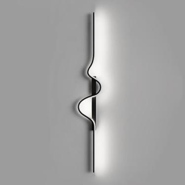 Imagem de HOSETEON Arandela de parede linear de LED minimalista em forma de onda preta arruela de parede interna arandelas de parede modernas r g sala corredor ES