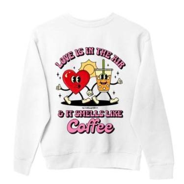 Imagem de Moletom Careca Feminino Algodao Estampa Fofa Coraçao Love Blusa de Frio Sem Capuz Casaco Estiloso-Feminino