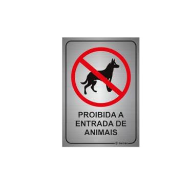 Imagem de PLACA SINALIZADORA PROIBIDO A ENTRADA DE ANIMAIS (Alumínio (Fundo prata), 30x40cm)