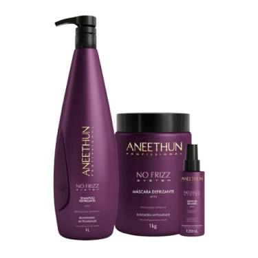 Imagem de Kit Shampoo 1 LITRO + Máscara 1KG + Finalizador 120ml Linha No Frizz - ANEETHUN