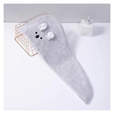 Imagem de Touca de cabelo seco de lã coral para lavagem de cabelo de menina super absorvente toalha de cabelo para casa touca de banho feminina (cor: preto, tamanho: 1) (D 1)