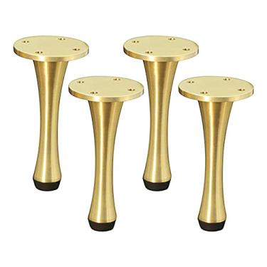 Imagem de Pernas de móveis de metal, pés ajustáveis pés de substituição de latão, ajuste de altura, para mesas de centro modernas e mesas de cabeceira, com parafusos, protetor de chão, conjunto de 4/100 mm/4