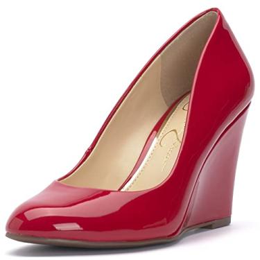 Imagem de Jessica Simpson Salto anabela feminino Cash Solid Slip On, Patente vermelha, 8.5
