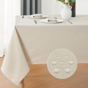 Imagem de Toalha de mesa Veblandy retangular 3m de linho texturizada bege