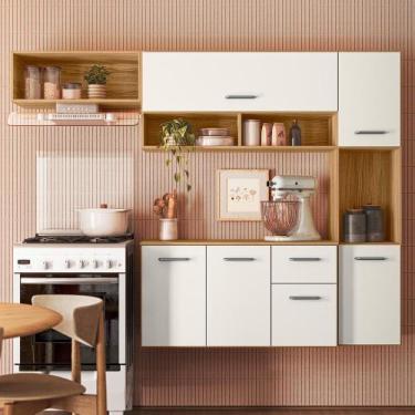 Imagem de Cozinha Compacta Suspensa 6 Portas 1 Gaveta Charlote - Nicioli, Freijó