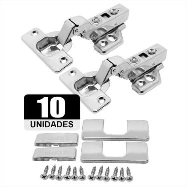 Imagem de Kit C/10 Dobradiça ClipOn Soft Close Aço Inox Alta Cp Caneco - Tradest