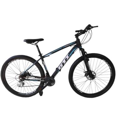 Imagem de Bicicleta Aro 29 Gti Roma 27v Alumínio Garfo com Suspensão Freio a Disco Mecânico (Preto/Azul, 15)