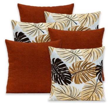 Imagem de Kit 6 Capas de Almofada Lisa e Estampada 40x40cm Zíper Gorgurinho - BE