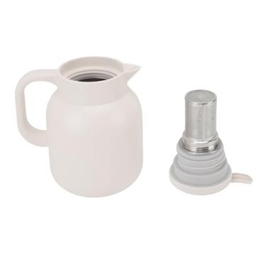 Imagem de Distribuidor de Maconha Com Isolamento a Vácuo Bule de Aço Inoxidável Com Infusser 1500ml, Temperatura Exibir Retenção a Frio Quente para Leite de chá de café (Branco)