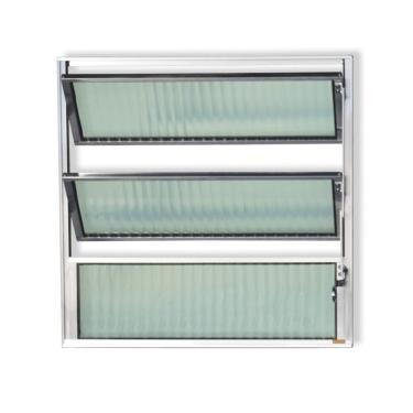 Imagem de Janela De Aluminio Basculante 2 Seções Plus Vidro Boreal 80cm X 120cm Brimak Preto