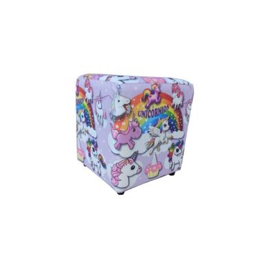 Imagem de Mini Puff Decorativo Dado Infantil Suede Unicórnios