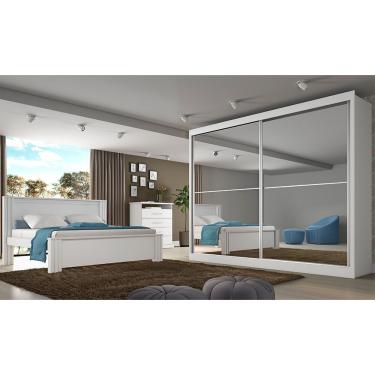 Imagem de Roupeiro Verona Plus 2 Portas Espelhado Branco Acetinado