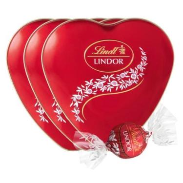 Imagem de 3 Latas Coração 50G, Bombom De Chocolate Suiço Lindt Lindor