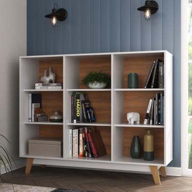 Imagem de Estante Livreiro 9 Nichos Branco/Nogal