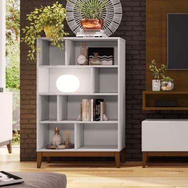 Imagem de Estante Livreiro 8 Nichos Fresh Artemobili Branco/Imbuia
