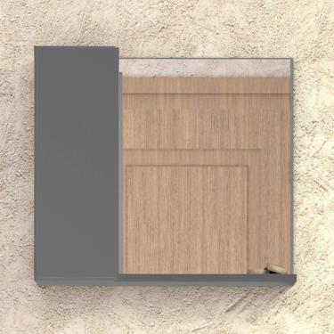 Imagem de Espelho Para Banheiro Em Madeira Com Armarinho Cinza