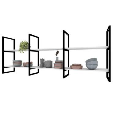 Imagem de Prateleira Suspensa Prateleira Industrial Branco Estante Mdf Nichos Cozinha Prateleira Suspensa Teto