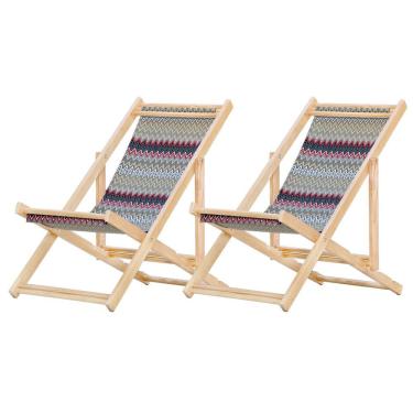 Imagem de Kit 2 Cadeira Espreguiçadeira Dobrável S-b-chevron Vermelho