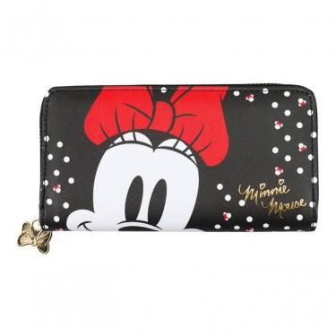 Imagem de Carteira Retangular Preta Pintas Minnie 10x19cm - Disney