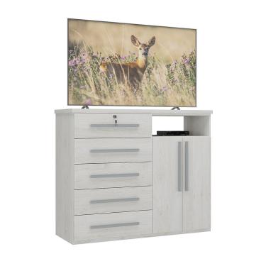 Imagem de Cômoda Grande 5 Gavetas 2 Portas E Fechadura 1201 Ilan Carvalho