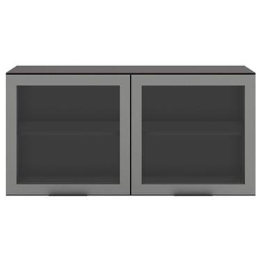 Imagem de Armário Aéreo 2 Portas Vidro Etna Grafite - Poliman