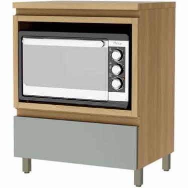 Imagem de Balcão Nesher Rainha Em Mdf 15mm Com Nicho Para Micro-ondas Nature Com Verde