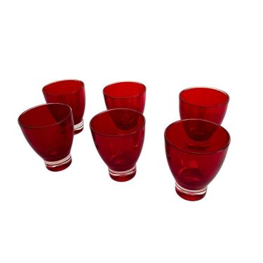 Imagem de Jogo De Copos Acrílico Fundo Grosso Vermelho 6 Unid.