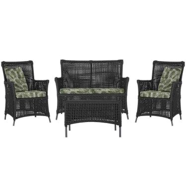 Imagem de Jogo Sofá E 2 Poltronas E Mesa Igapó Preta E5 Trama Original Preto