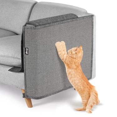 Imagem de NATUYA Protetor de sofá para móveis de arranhão para gatos – Almofada grande de sisal para arranhar para sofá e braço de canto, arranhador de gato para sofá (todos cinza, direita)