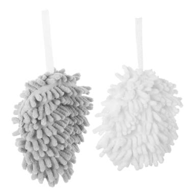 Imagem de Ciieeo 2Peças Toalhas de Mão Penduras Chenille Secagem Rápida e Super Absorção Cozinha Branca