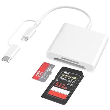 Imagem de esbeecables Leitor De Cartão Sd Para Iphone E Ipad, Com Certificação Mfi, Conector Duplo Lightning Usb-C, Câmera Jogo Trilha Alta Velocidade, Adaptador Visualização Memória Suporte Cartões Sd/Micros