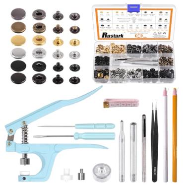 Imagem de Rustark Kit Com 90 Botões De Pressão Couro 12,5 Mm, 6 Cores, Alicates E Ferramentas Ajuste, Sortimento Metal Para Couro, Roupas, Jaquetas, Jeans, Artesanato Faça Você Mesmo