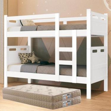 Imagem de Beliche Barreto Vira Duas Camas com 2 Colchões D33 Gold - Fênix, Branc