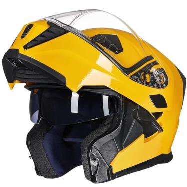 Imagem de ILM Capacete Modular Integral Para Motocicleta, Dobrável, Com Viseira Dupla, Ciclomotor, Moto De Corrida Rua, Adultos, Homens E Mulheres, Modelo Dot 906 (Amarelo, Extra Grande)