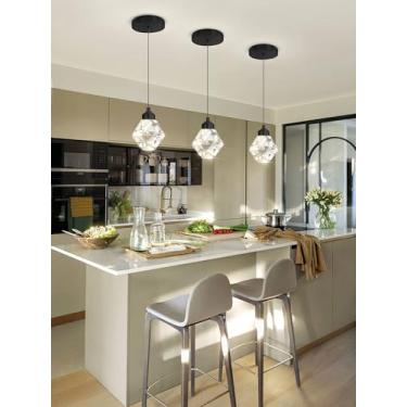 Imagem de Shial Lighting Luminária Pendente De Cristal Para Ilha Cozinha, Lustre Preto, Suspensa Teto, Moderna, Ajustável, Sala Jantar E Quarto