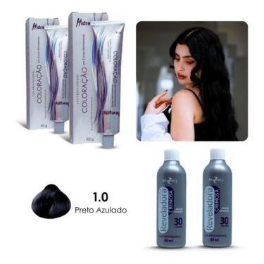 Imagem de Kit Cabelos Preto Azulado (2 Colorações 1.0 + 2 Ox) Mairibel - Mairibe