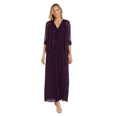 Imagem de R&M Richards Vestido feminino plus size longo para coquetéis, Ameixa, 23 Plus Size