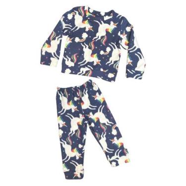 Imagem de Pijama Estampado Infantil Menina e Menino Inverno Soft Manga Longa Tam