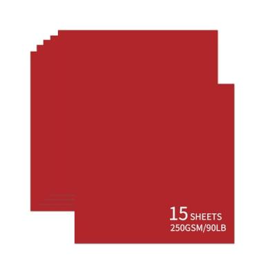 Imagem de 15 folhas de cartolina vermelha 30,5 x 30,5 cm, 250 gsm/40,8 kg, cartolina grossa e lisa, perfeita para fazer cartões, álbuns de recortes e artesanato
