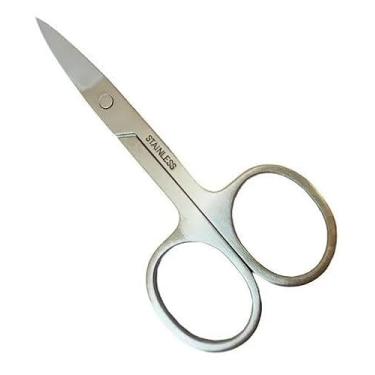 Imagem de Tesoura Profissional para Sobrancelhas, Unhas e Cílios, Ponta Reta, Aço Inox, WD