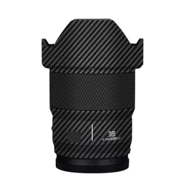 Imagem de Película protetora de lente de câmera película protetora de vinil adesivo premium para Panasonic Lumix S 35 mm F1.8 decalque fotográfico 35 1.8 (fibra de carbono preto)