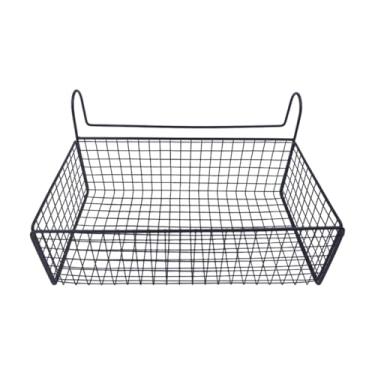 Imagem de IEUDNS Organizador de cesto de armazenamento suspenso de cabeceira, prateleira de metal multifuncional e conveniente ao lado da prateleira para banheiro, Preto Sem Ganchos