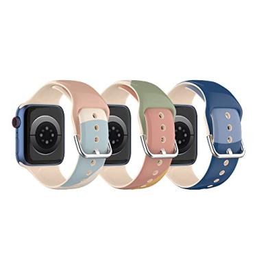 Imagem de Pulseiras esportivas compatíveis com Apple iWatch Watch, pulseira de silicone TPU macio de 42 mm, 44 mm e 45 mm para séries SE/7/6/5/4/3/2/1 (série Morandi)