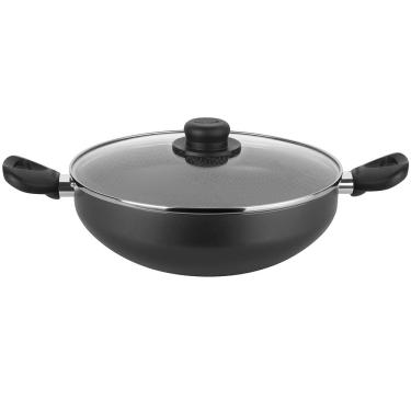 Imagem de Frigideira Wok com Alças Multiflon em Alumínio com Revestimento Antiaderente e Tampa de...