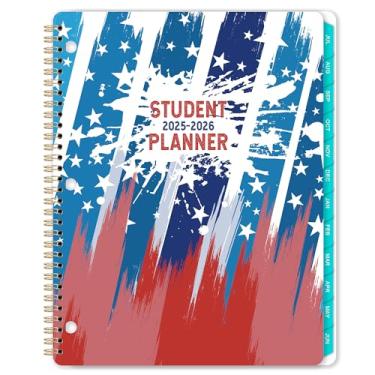 Imagem de Agenda acadêmica estudantil 2025-2026 - 2025-2026, planejador escolar para ensino fundamental, ensino médio/médio, estudantes universitários, planejador acadêmico 21,6 cm x 28 cm, design patriótico de