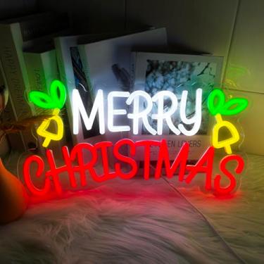 Imagem de Sticourd Letreiro De Neon De Feliz Natal Para Decoração De Parede De Casa, Letreiro De Iluminação De Natal Com Led, Luzes De Natal Alimentadas Por Usb, Neon Para Decoração De Quarto, Bar, Cerveja, Clu