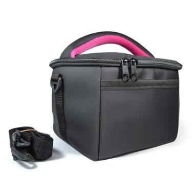 Imagem de Bolsa Térmica Fitness Impermeável Lancheira Marmiteira Emborrachada Preta Pode Colocar Gelo Anti Vazamento(Preta Com Detalhe Pink)
