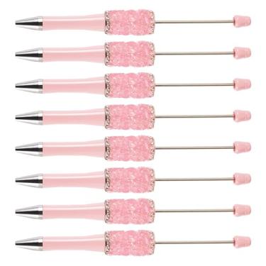 Imagem de Spritewelry Canetas de strass com contas de cristal brilhante, 10 peças, caneta esferográfica de diamante extravagante de plástico faça você mesmo para decoração de escritório, escola - rosa choque